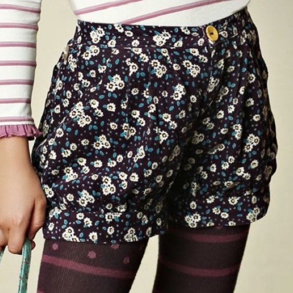 Matilda Jane Girls Size 8 Friends Forever Shelby Corduroy Floral Shorts Purple - Picture 1 of 10